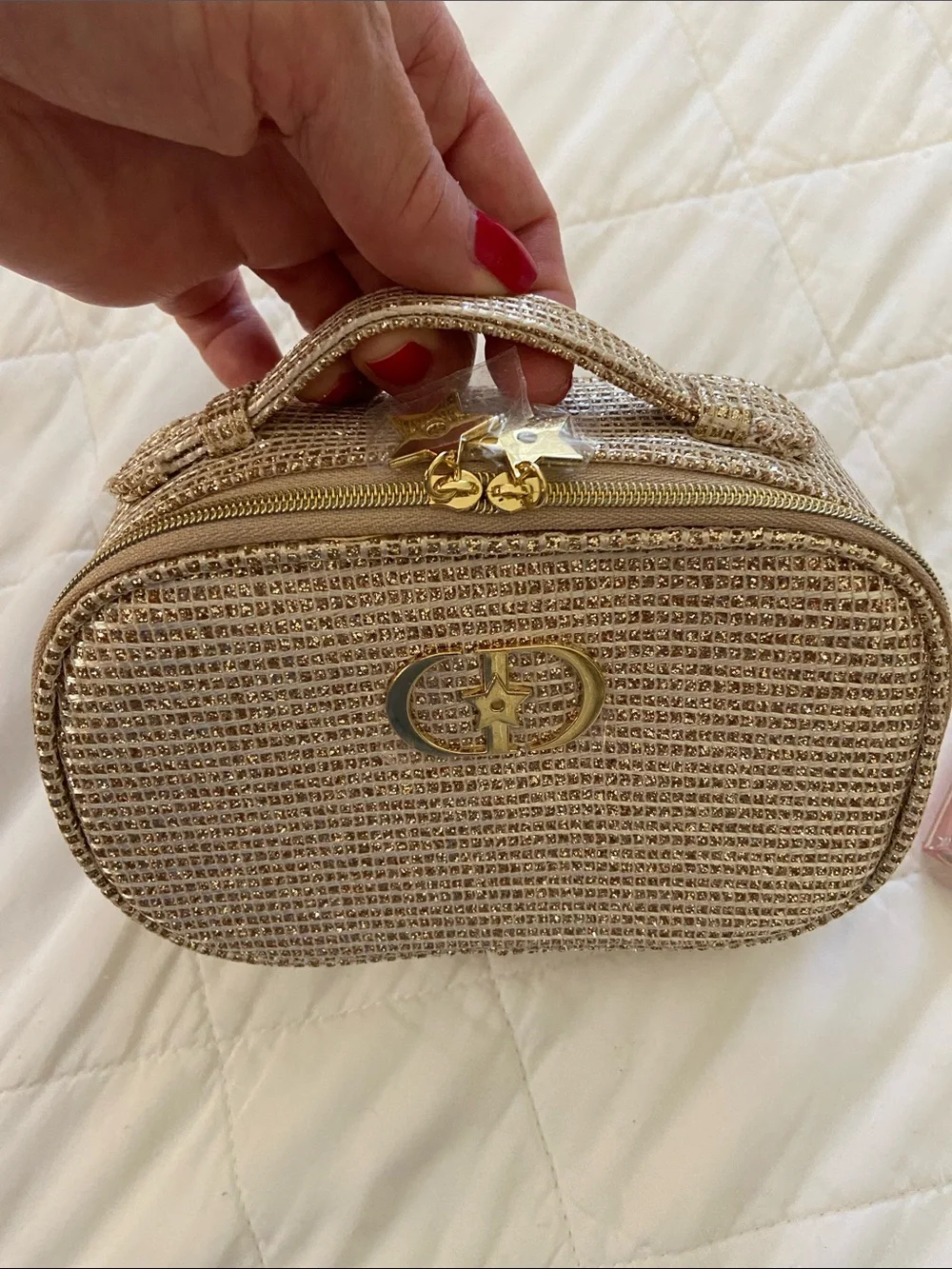 Dior Gold Cosmetic Pouch with Lip essentials, Mascara and Cream